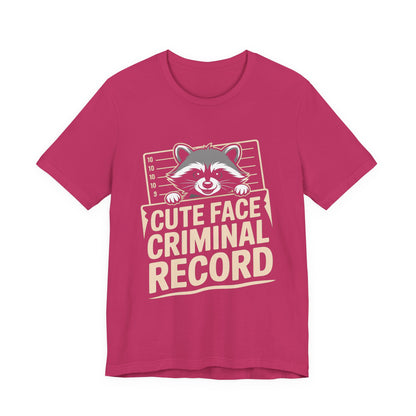 Funny Raccoon Shirt Cute Face Criminal Record Trash Panda Gift