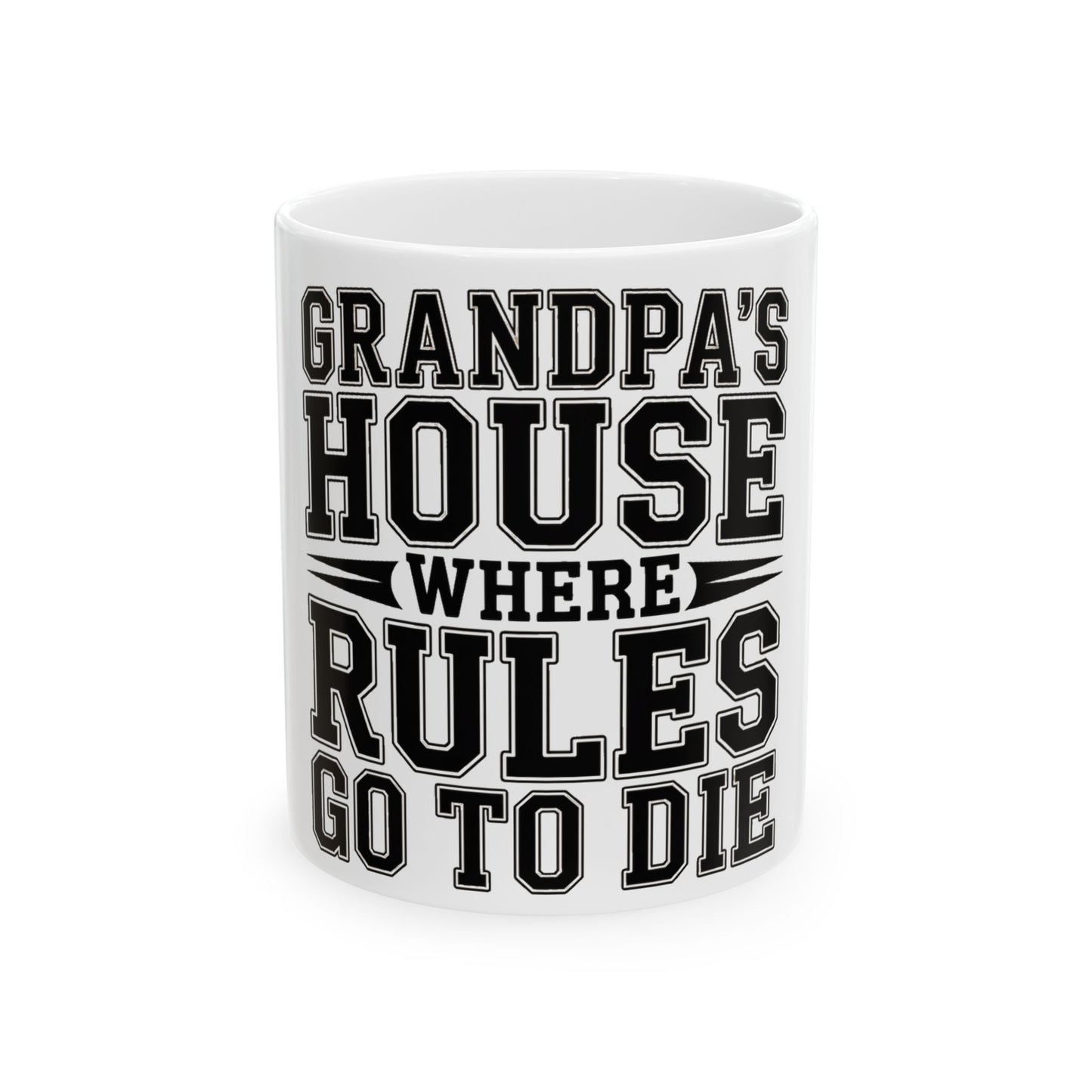 Grandpas House Where Rules Go To Die Coffee Mug - Funny New Grandpa Gift