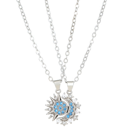 Couple wearing matching necklaces