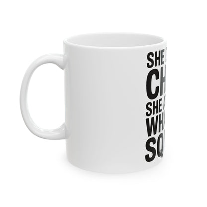 She Doesn't Chase She Attracts What She Squats Coffee Mug Gym Buddy Gift