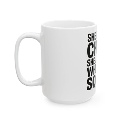 She Doesn't Chase She Attracts What She Squats Coffee Mug Gym Buddy Gift