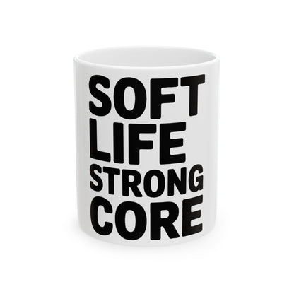 Soft Life Strong Core Coffee Mug Pilates Lover Gift Clean Girl Aesthetic