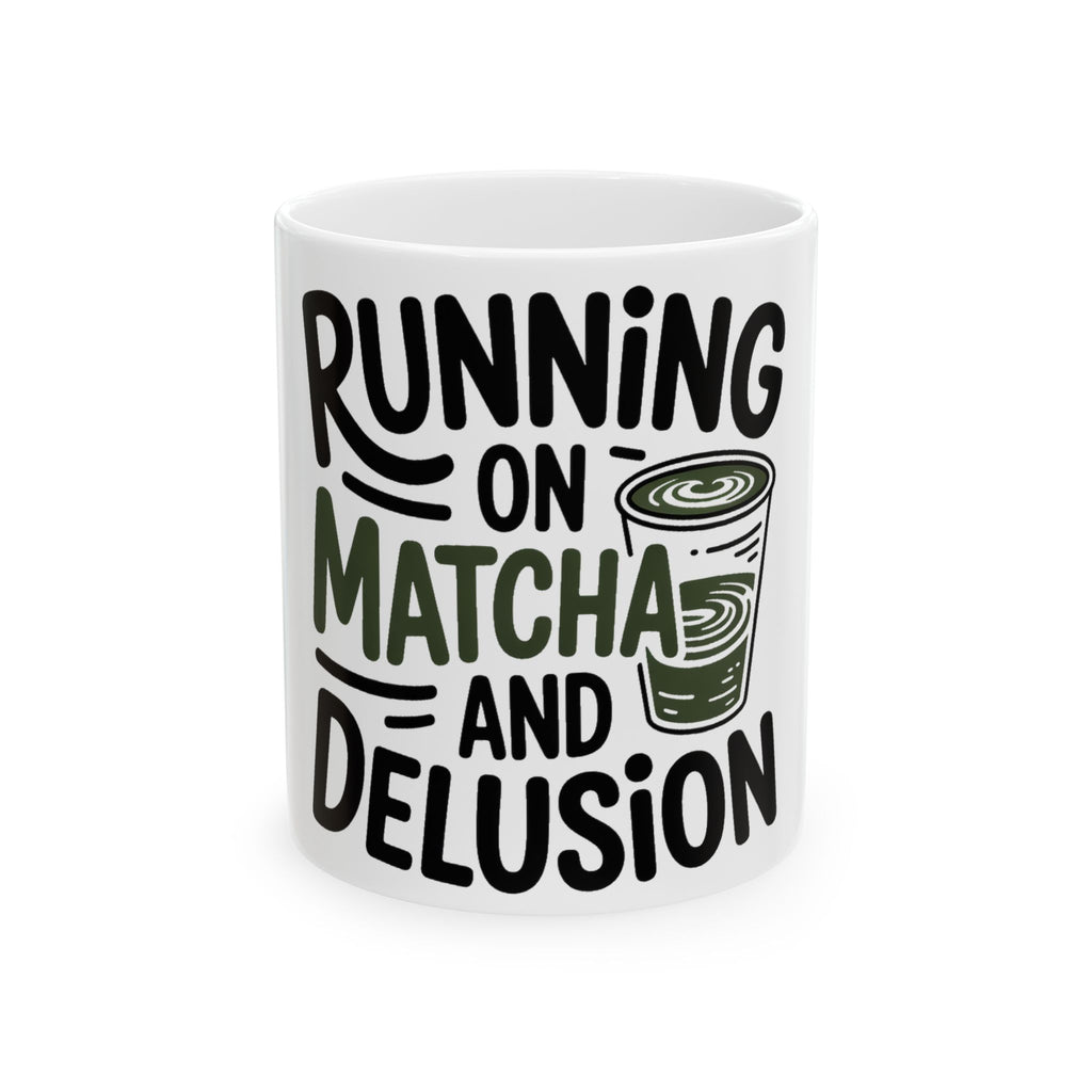 Running On Matcha And Delusion Coffee Mug Funny Wellness Gift