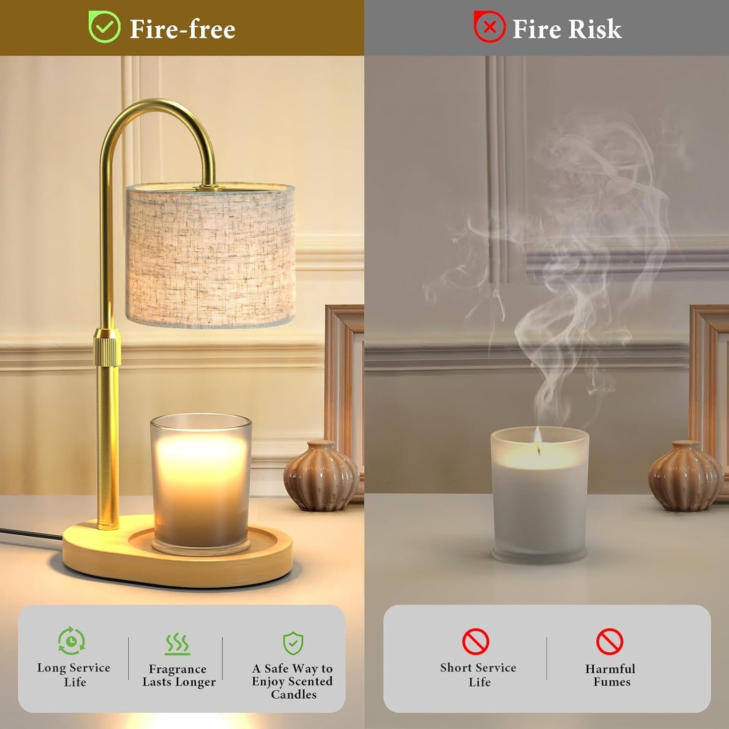 Wooden Candle Warmer Lamp (Dimmable)