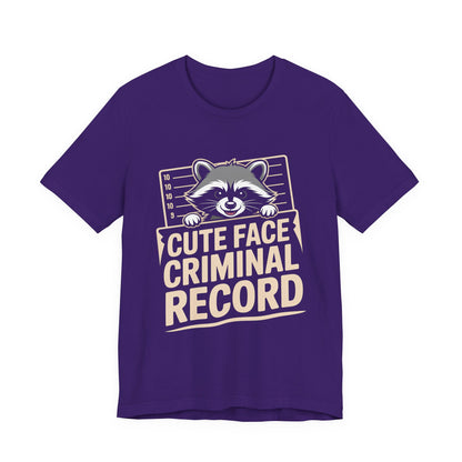 Funny Raccoon Shirt Cute Face Criminal Record Trash Panda Gift